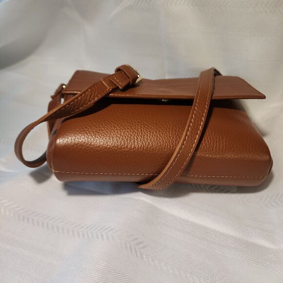 CHEVAL Firenze Italy Purse Brown Pebbled Leather Crossbody Foldover Flap Bag - Picture 6 of 16